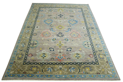 Oushak Colorful Ziegler rug border detail