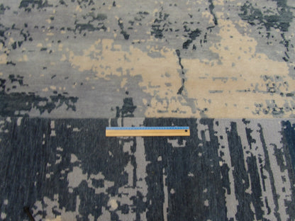 Gray & Teal Modern Abstract Marble Design rug in room setting
