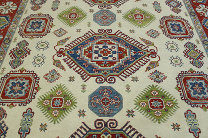 Back of Tribal Super Kazak hand-knotted rug