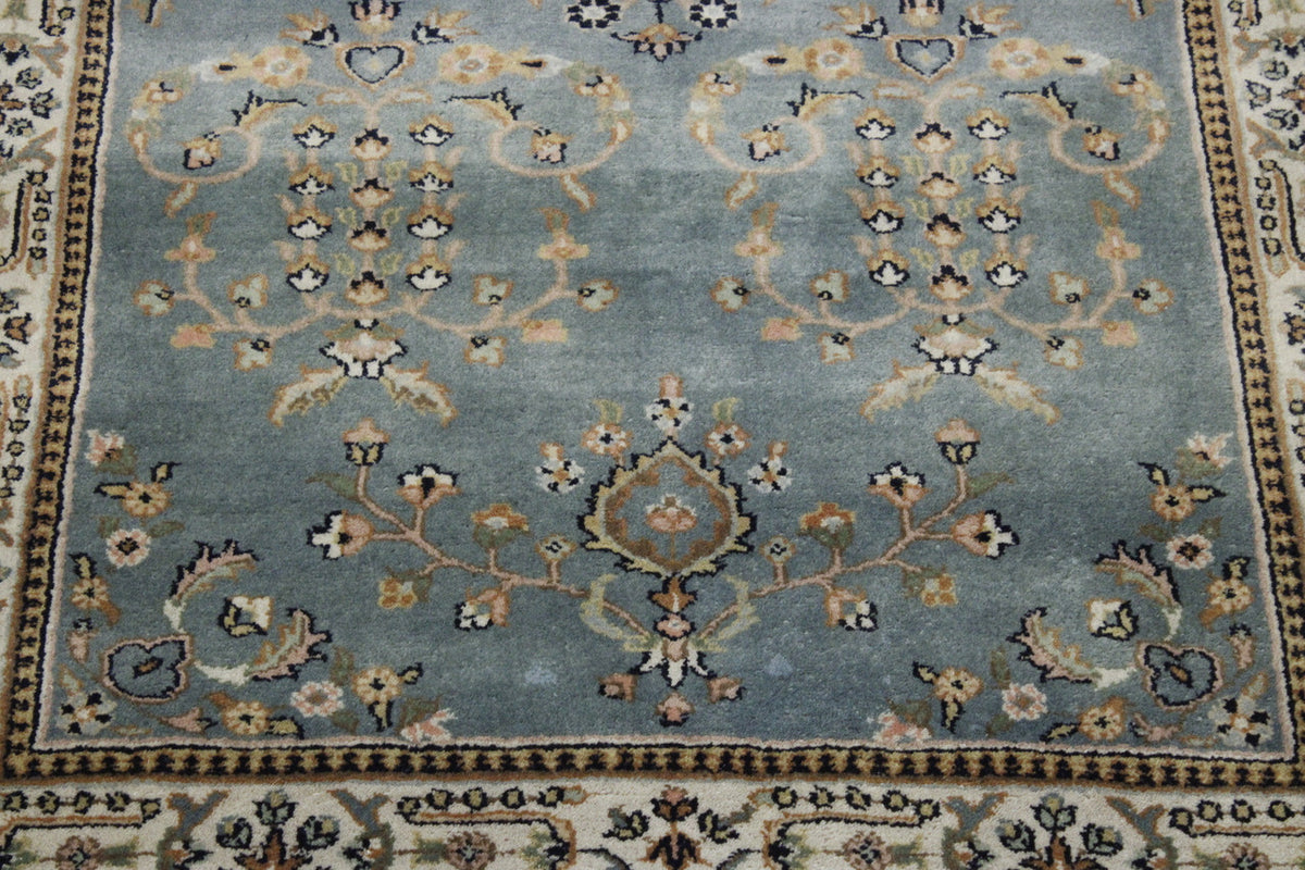 Close-up of wool pile, Blue rug