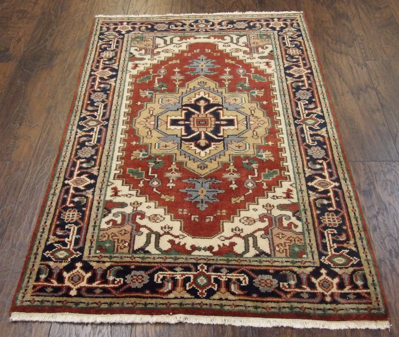 Close-up of wool pile, Blue & Red rug