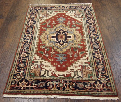 Close-up of wool pile, Blue & Red rug