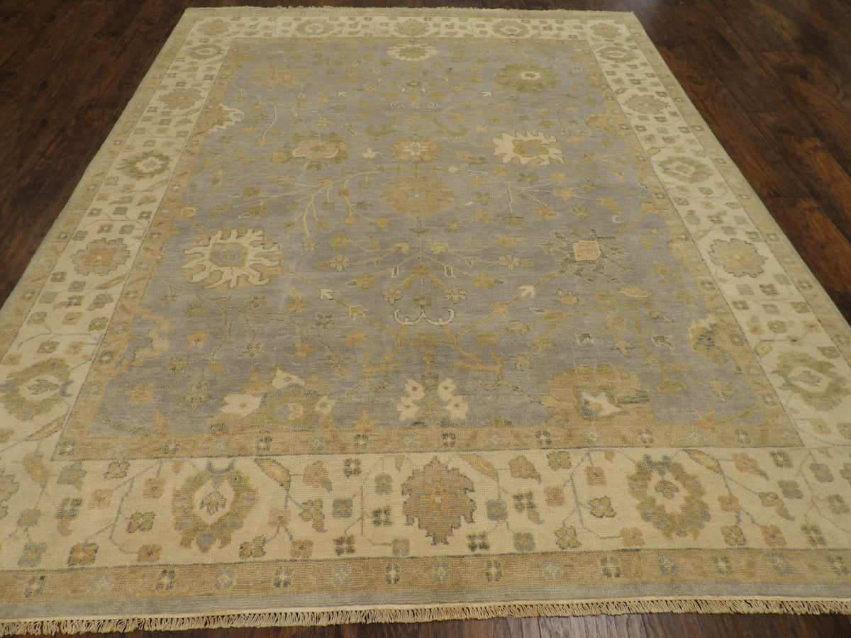Close-up of wool pile, Blue & Beige rug
