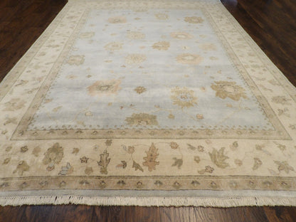 Close-up of wool pile, Blue & Beige rug