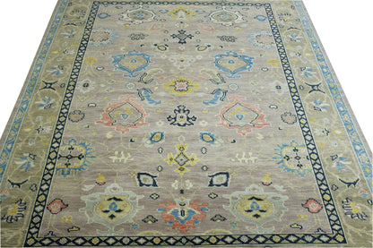 Oushak Colorful Ziegler rug corner detail