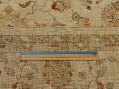 Beige Oushak Chobi Natural Dye Antique Wash rug in room setting