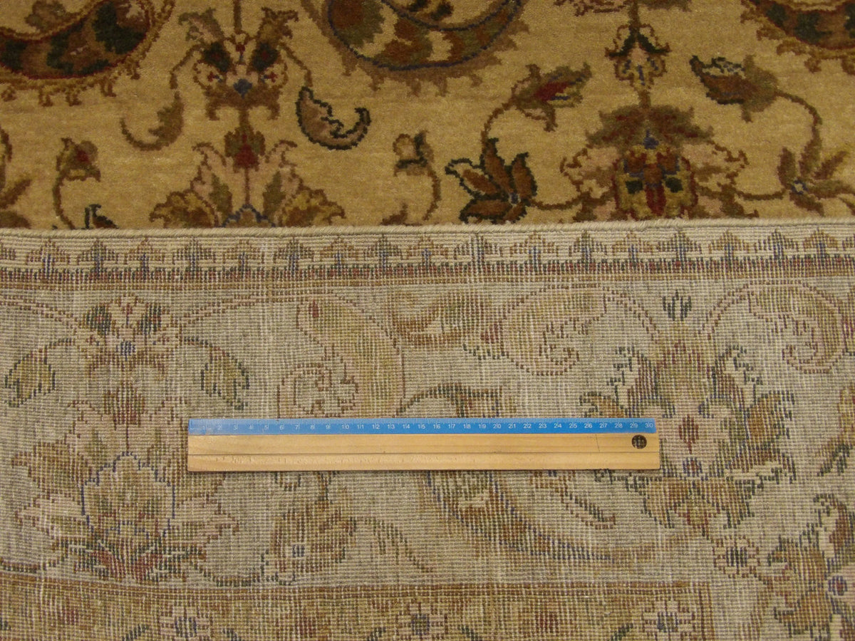 Green & Beige Fine Ziegler Tie Dye rug in room setting