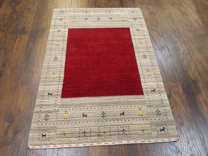 Back of hand-knotted Gabbeh rug showing construction