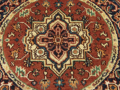 Back of Tribal Heriz hand-knotted rug