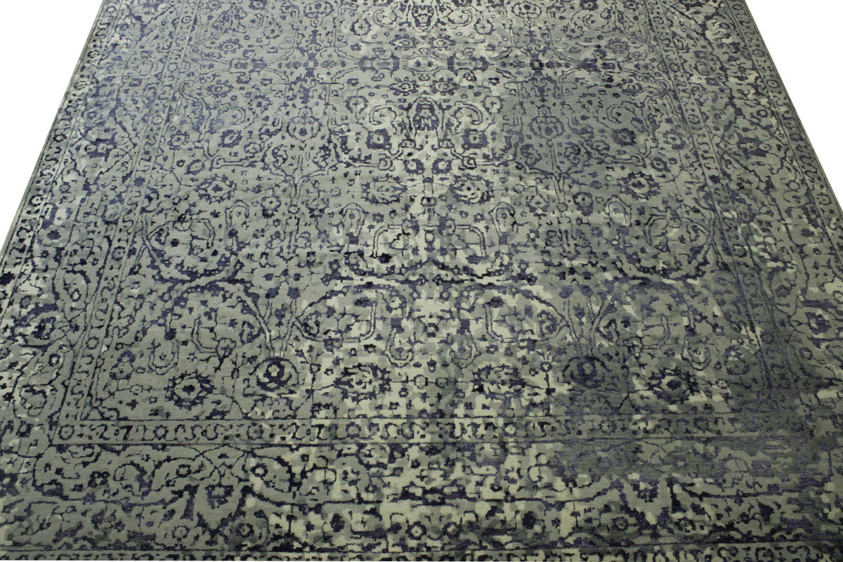 Close-up of wool pile, Blue & Gray rug