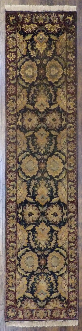 Jaipur Kashan hand-knotted wool rug in Green & Red, full view