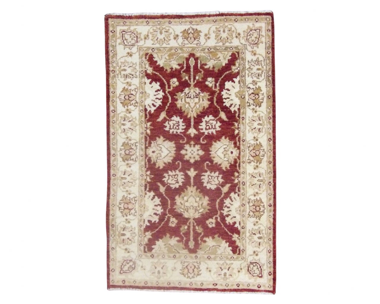 Agra Ziegler hand-knotted wool rug in Beige & Red, full view