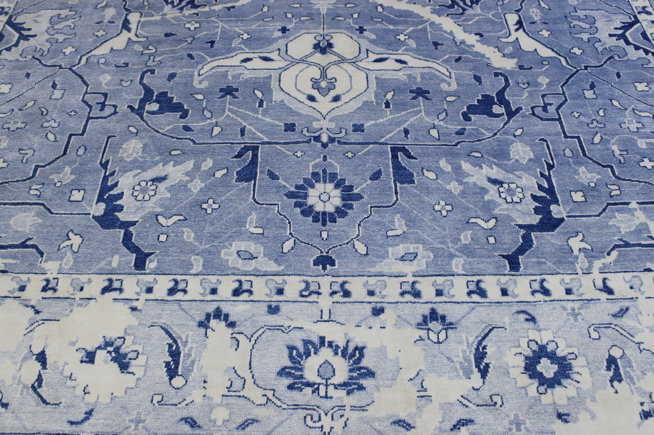 Transitional Abstract Distress Design rug corner detail