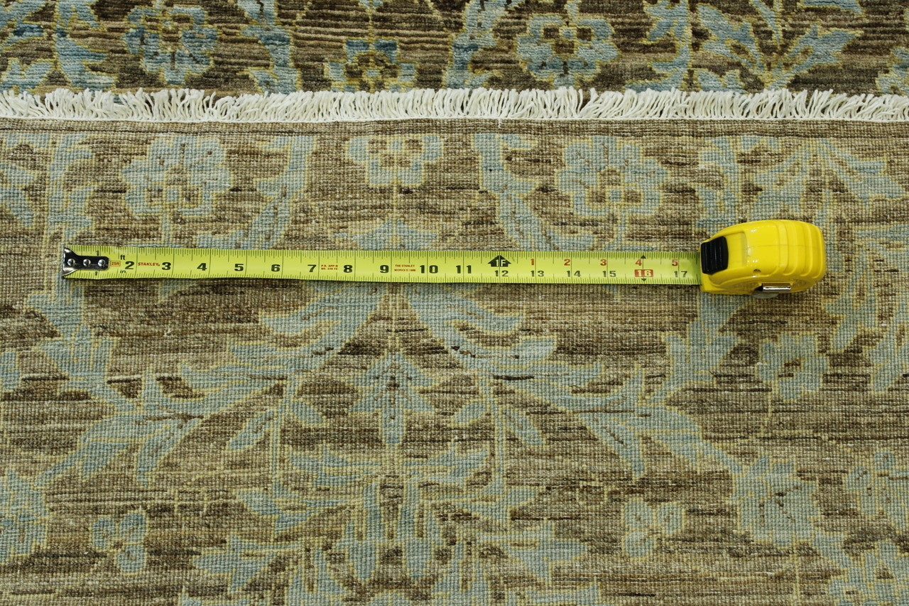 Brown Transitional Suzani Design Chobi rug in room setting
