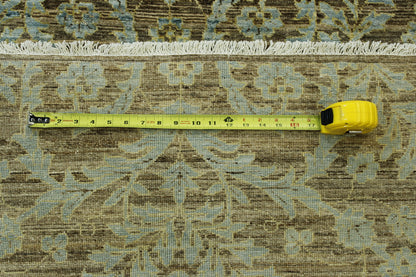 Brown Transitional Suzani Design Chobi rug in room setting