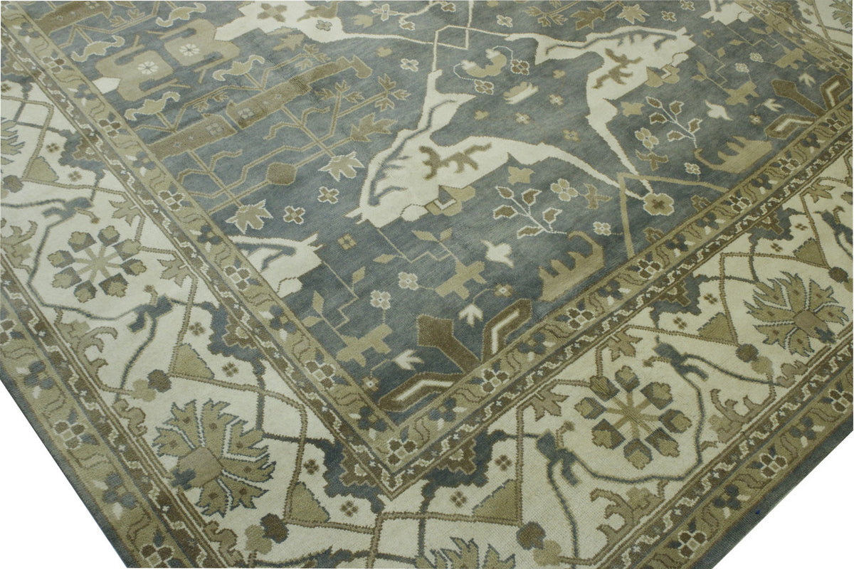 Oushak Ziegler hand-knotted wool rug in Blue, full view