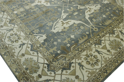 Oushak Ziegler hand-knotted wool rug in Blue, full view