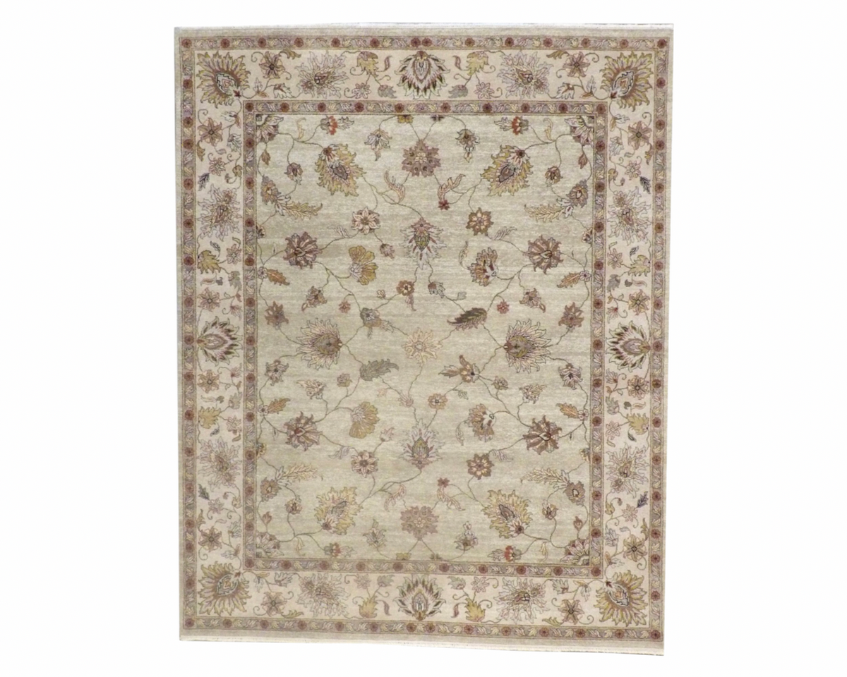 Chobie Oushak / Peshawar hand-knotted wool rug in Green, 7'10" x 9'9", SKU w933