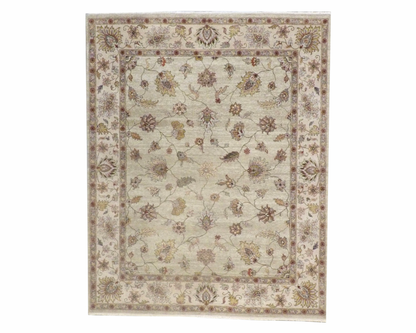 Chobie Oushak / Peshawar hand-knotted wool rug in Green, 7'10" x 9'9", SKU w933