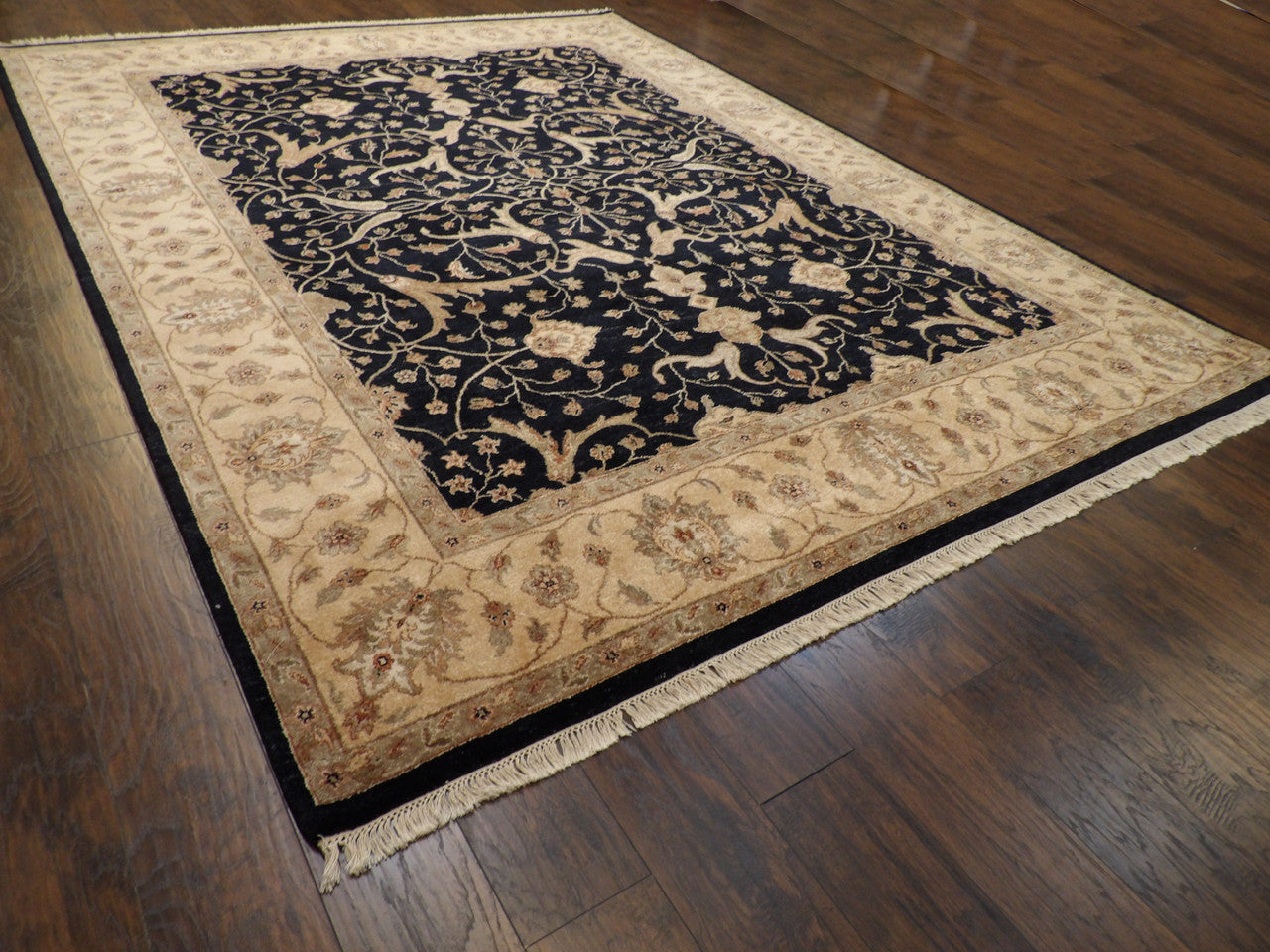 Ziegler Oushak / Peshawar hand-knotted wool rug in Black, 9'1" x 12'0", SKU w272