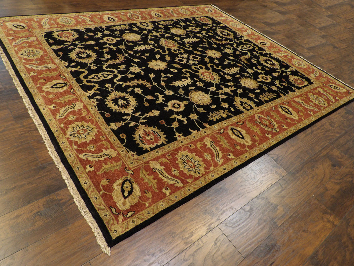 Antique hand-knotted wool rug in Black, 8'0" x 9'7", SKU w943