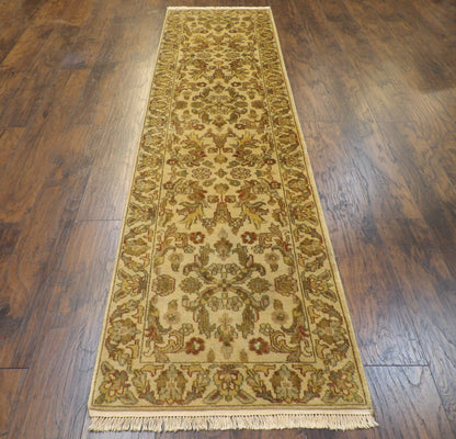 Back of hand-knotted Turkish weave runner showing construction