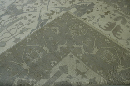Beige Oushak Ziegler rug in room setting