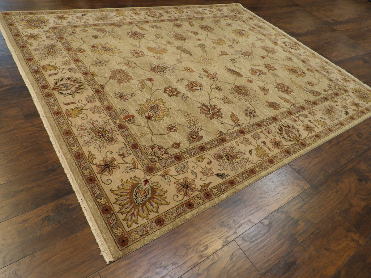 Chobie Oushak / Peshawar hand-knotted wool rug in Green, 7'10" x 9'9", SKU w933