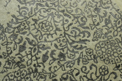 Close-up of wool-silk pile, Blue & White rug