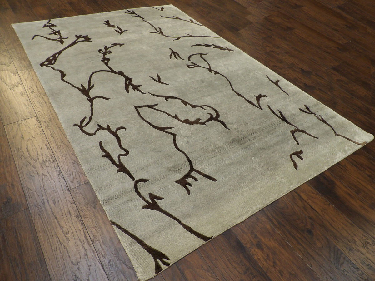 Full view of modern leaves rug