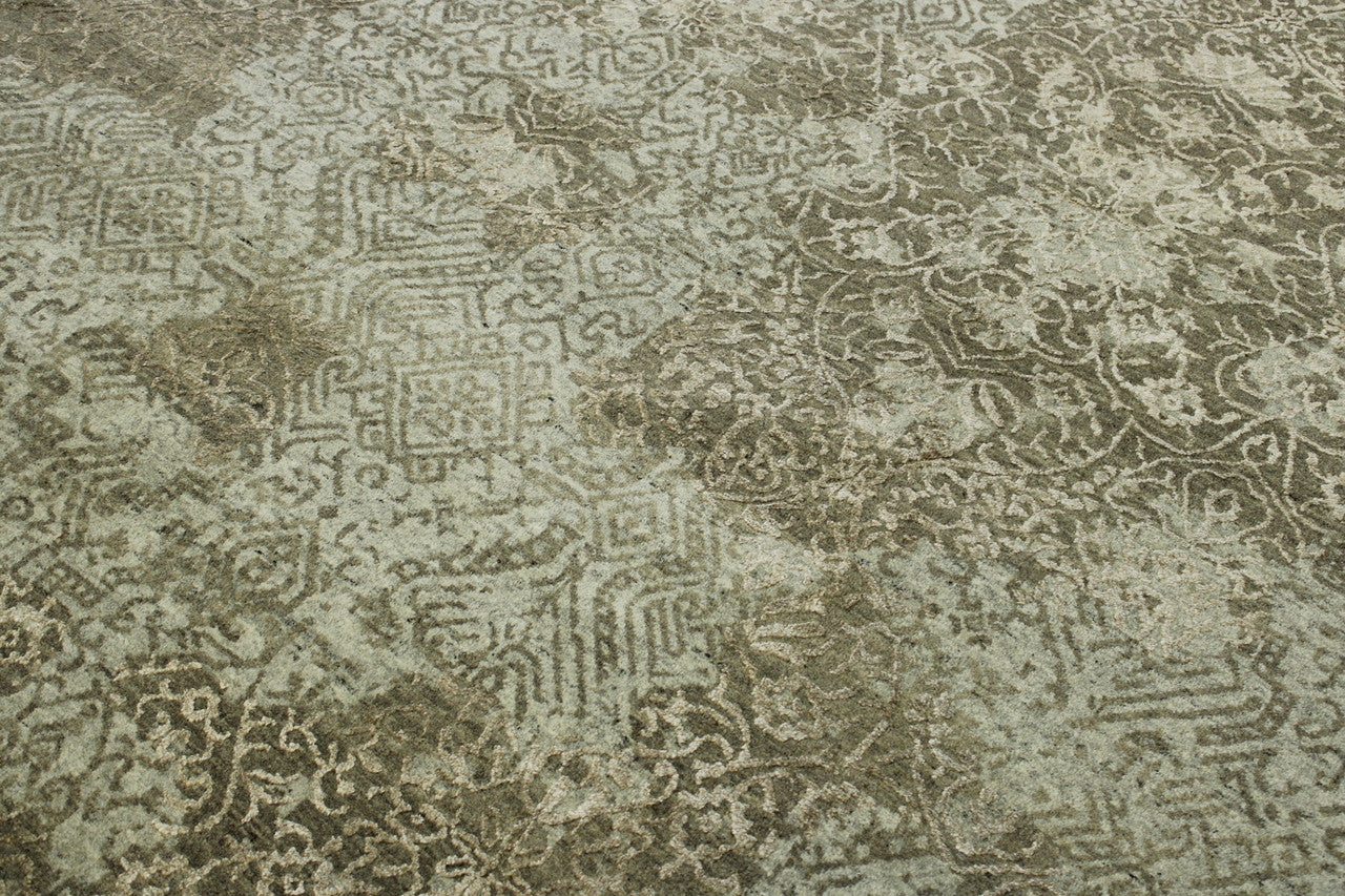 Back of Transitional Abstract Broken Design hand-knotted rug