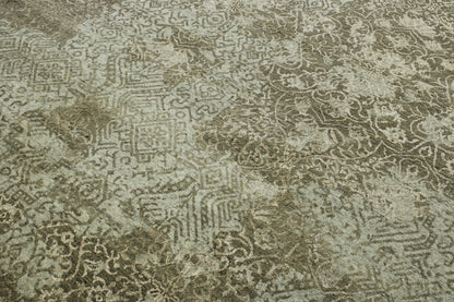 Back of Transitional Abstract Broken Design hand-knotted rug
