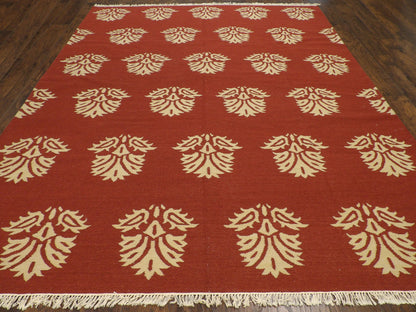 Close-up of wool pile, Beige & Red rug