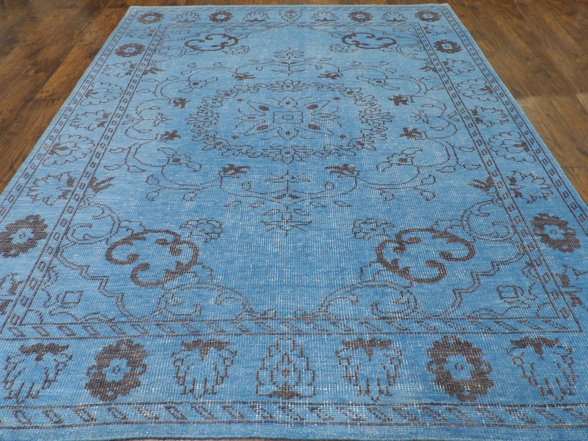 Oushak Tribal Overdye rug corner detail