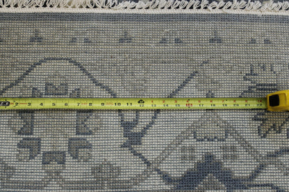 Oushak Ziegler hand-knotted wool rug in Blue & Beige, full view