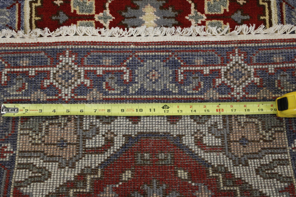 Tribal Indo Heriz rug corner detail