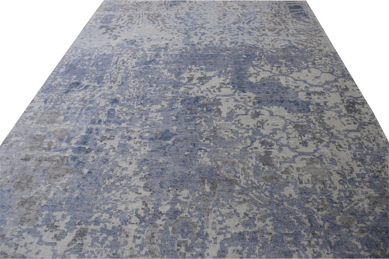 Close-up of silk pile, Blue & Gray rug