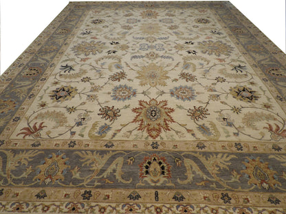 Close-up of wool pile, Blue & Ivory rug