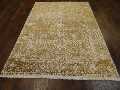 Back of hand-knotted damask rug showing construction