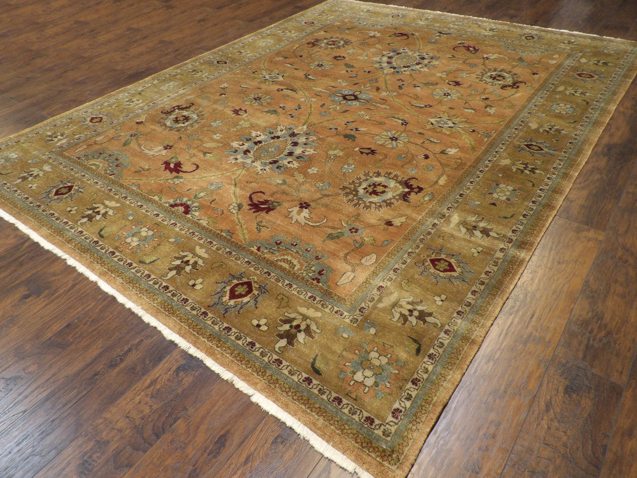 Ziegler pattern detail, beige and orange rug