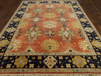 Close-up of wool pile, Blue & Rust rug