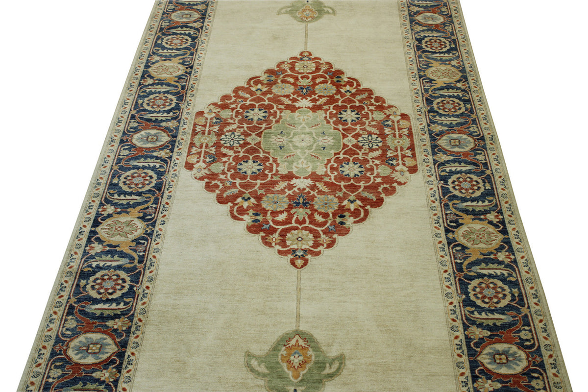 Close-up of wool pile, Blue & Beige rug