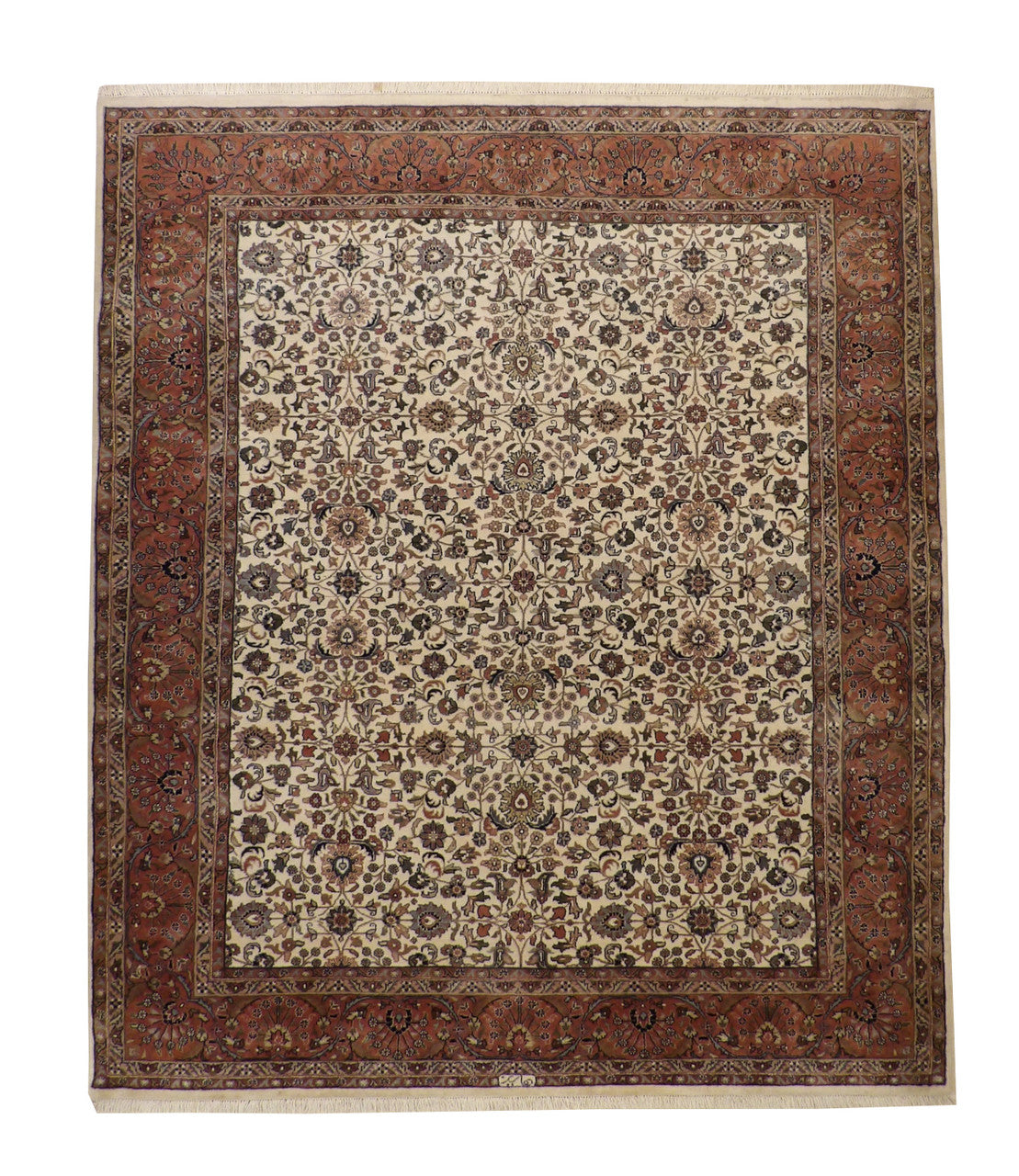Tribal Fine Herati hand-knotted wool rug in Beige & Rust, full view