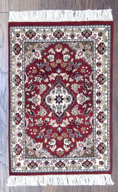 Pak Persian Fine Tabriz hand-knotted wool rug in Beige & Red, full view