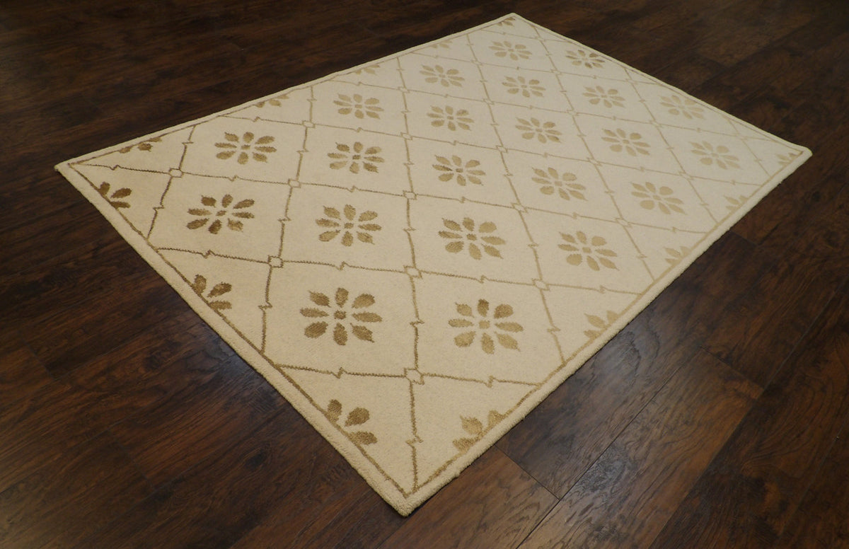 Full view of Moroccan floral diamond rug