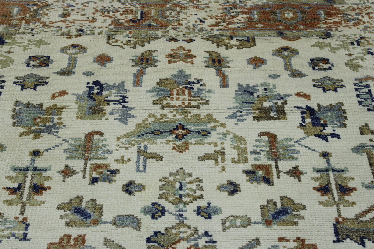 Back of Modern Broken Heriz Design hand-knotted rug