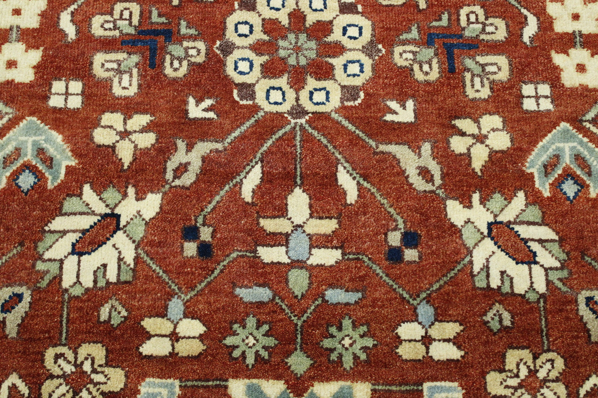 Beige & Rust Tribal Heriz Design rug in room setting