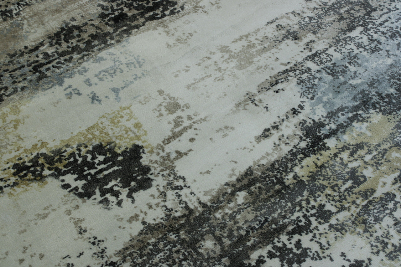 Close-up of silk pile, Blue & White rug