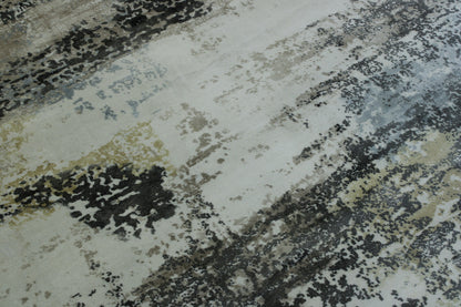 Close-up of silk pile, Blue & White rug