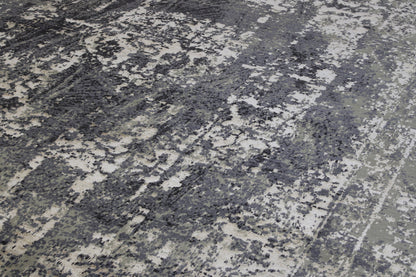Back of Transitional Abstract Broken Design hand-knotted rug